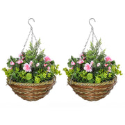 Set Piante Finte Lisianthus con Vaso ¨C Minimal ¨C Verde Rosa 25x34 cm