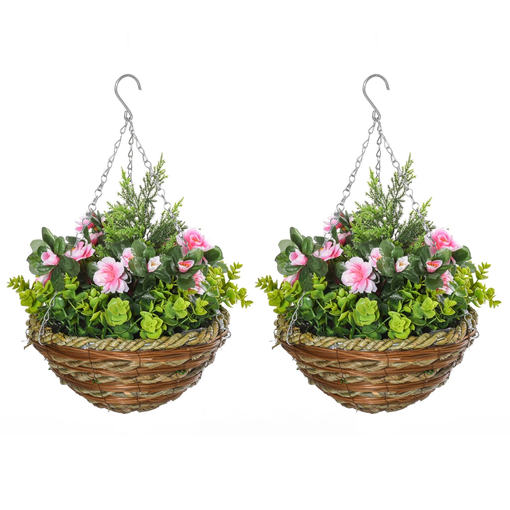 Set Piante Finte Lisianthus con Vaso ¨C Minimal ¨C Verde Rosa 25x34 cm