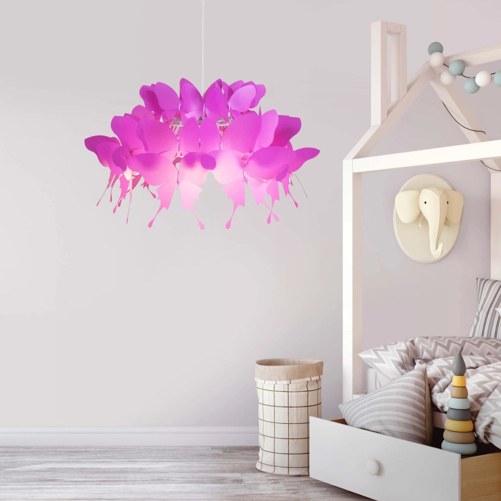 Lampada a sospensione Farfalla rosa scuro E27 Ø50