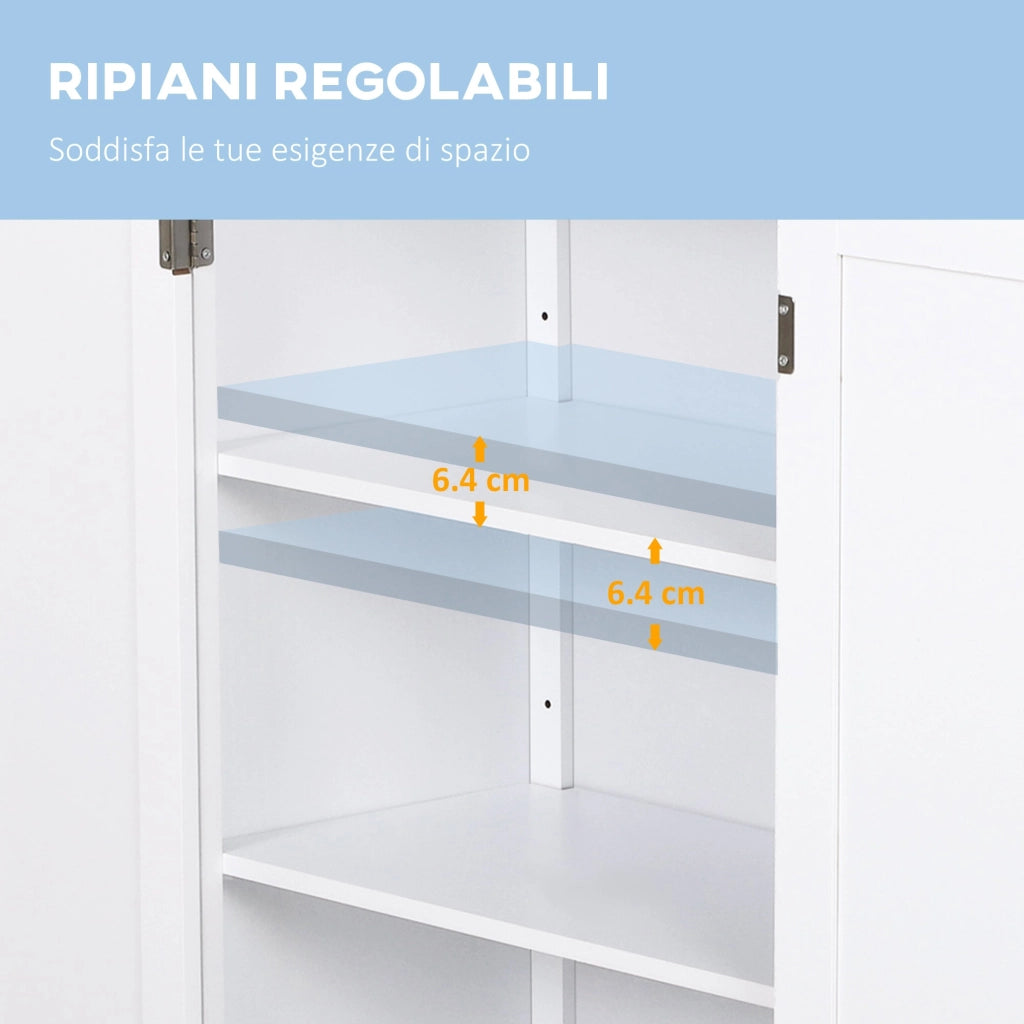 Mobiletto da Bagno 2 Ante Bianco 60x30x80 cm
