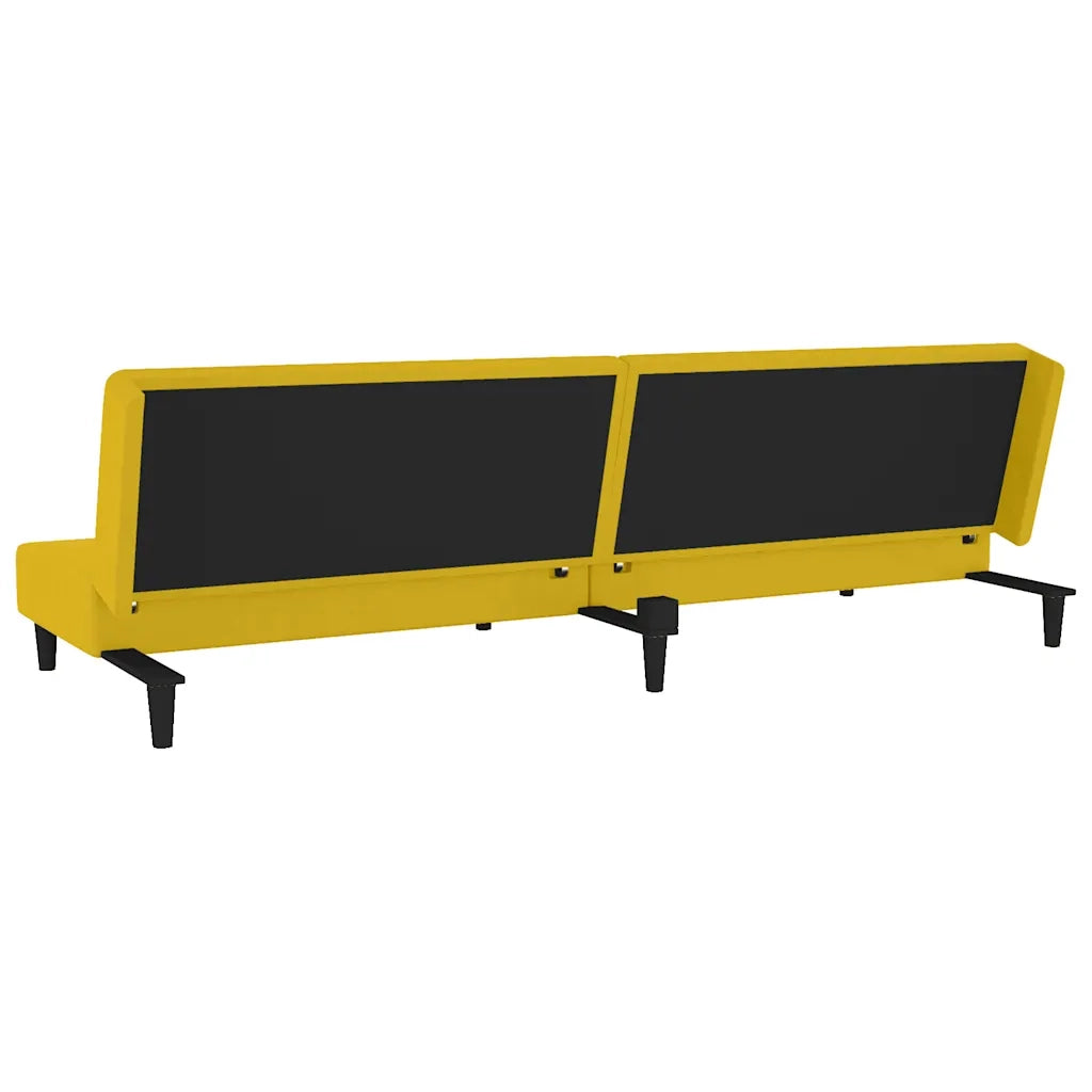 Divano Letto a 2 Posti con 2 Cuscini Giallo in Velluto 375916