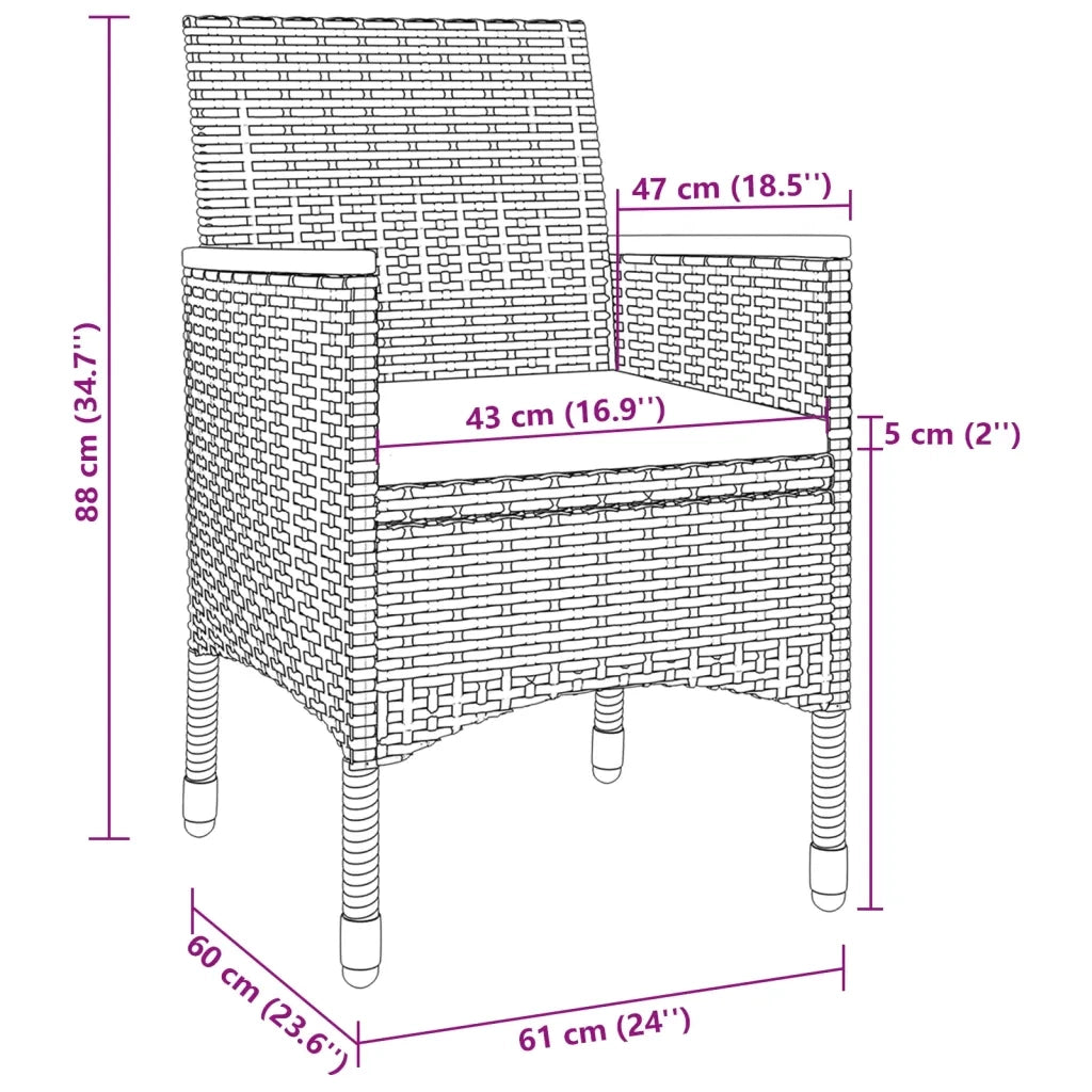 Set da Pranzo da Giardino con Cuscini 9 pz Polyrattan e Vetro 3099780