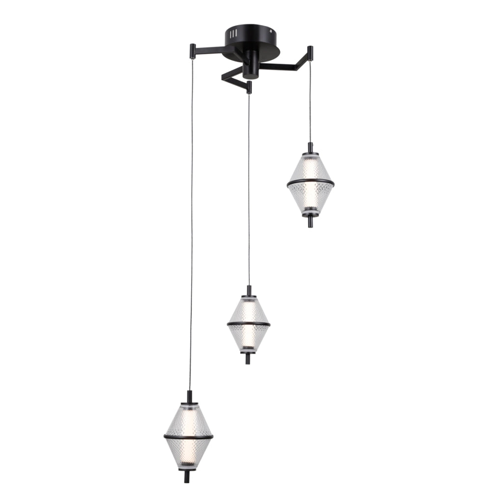Lampada sospensione Italux Fuente nera LED15W 3 luci