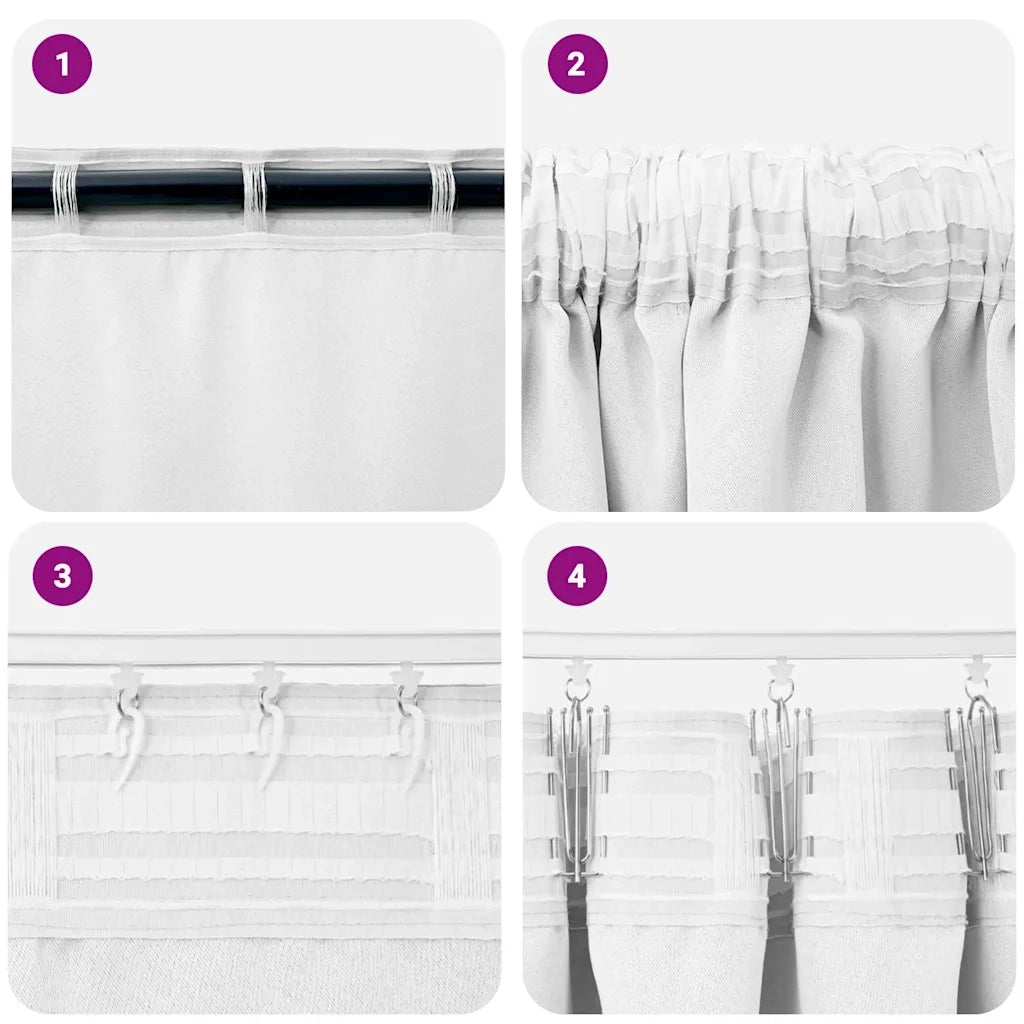 Tende Blackout con Anelli 2 pcs Bianco brillante 140 x 140 cm 4107493