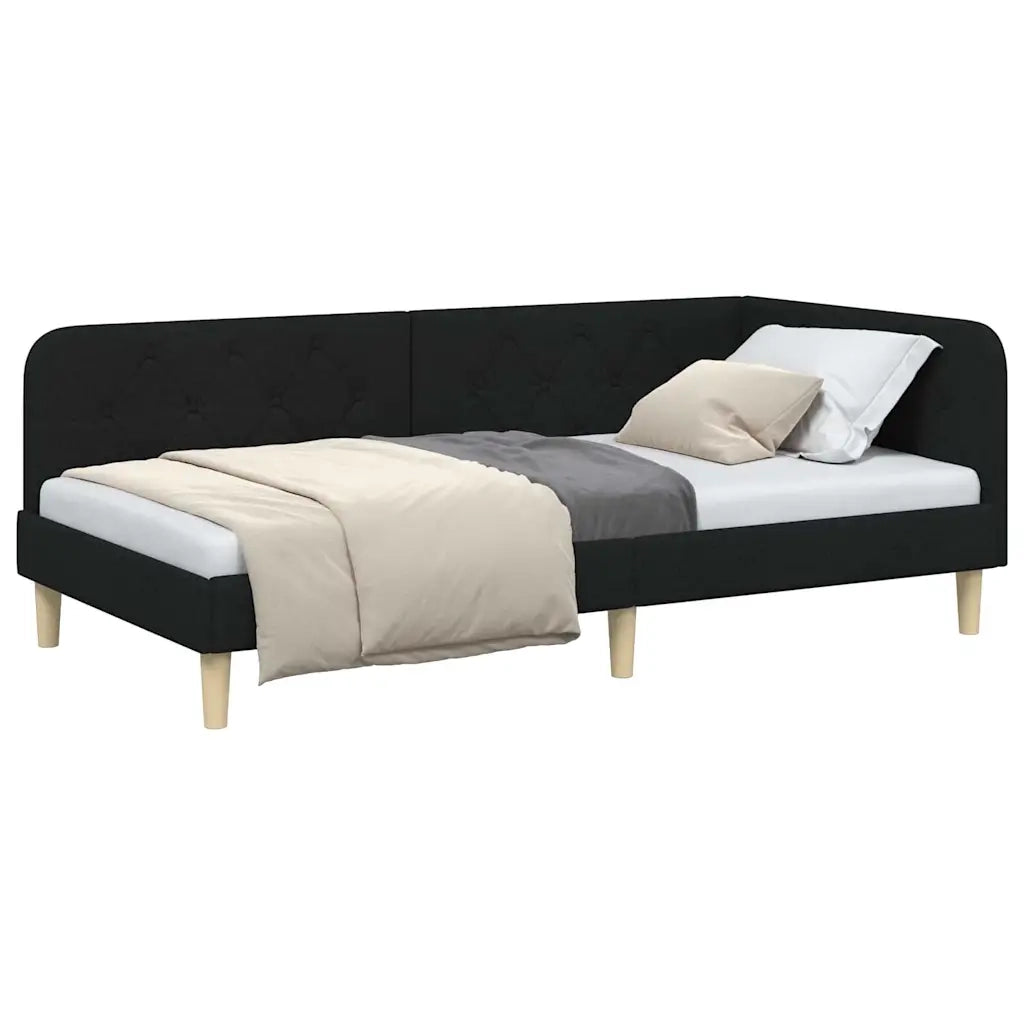Cornice del letto ad angolo Nero 100 x 200 cm Tessuto
