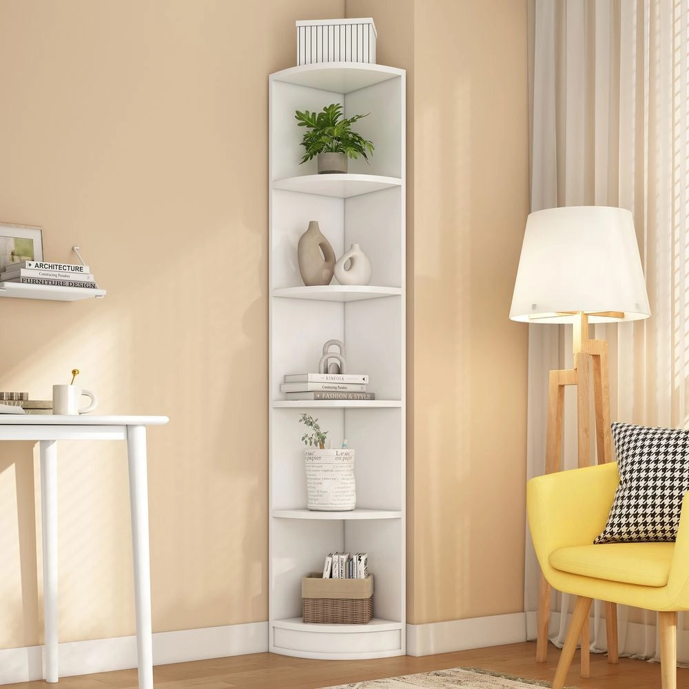 Libreria Angolare - Xylo - 135??54??180 cm - 5 Ripiani MDF Bianco