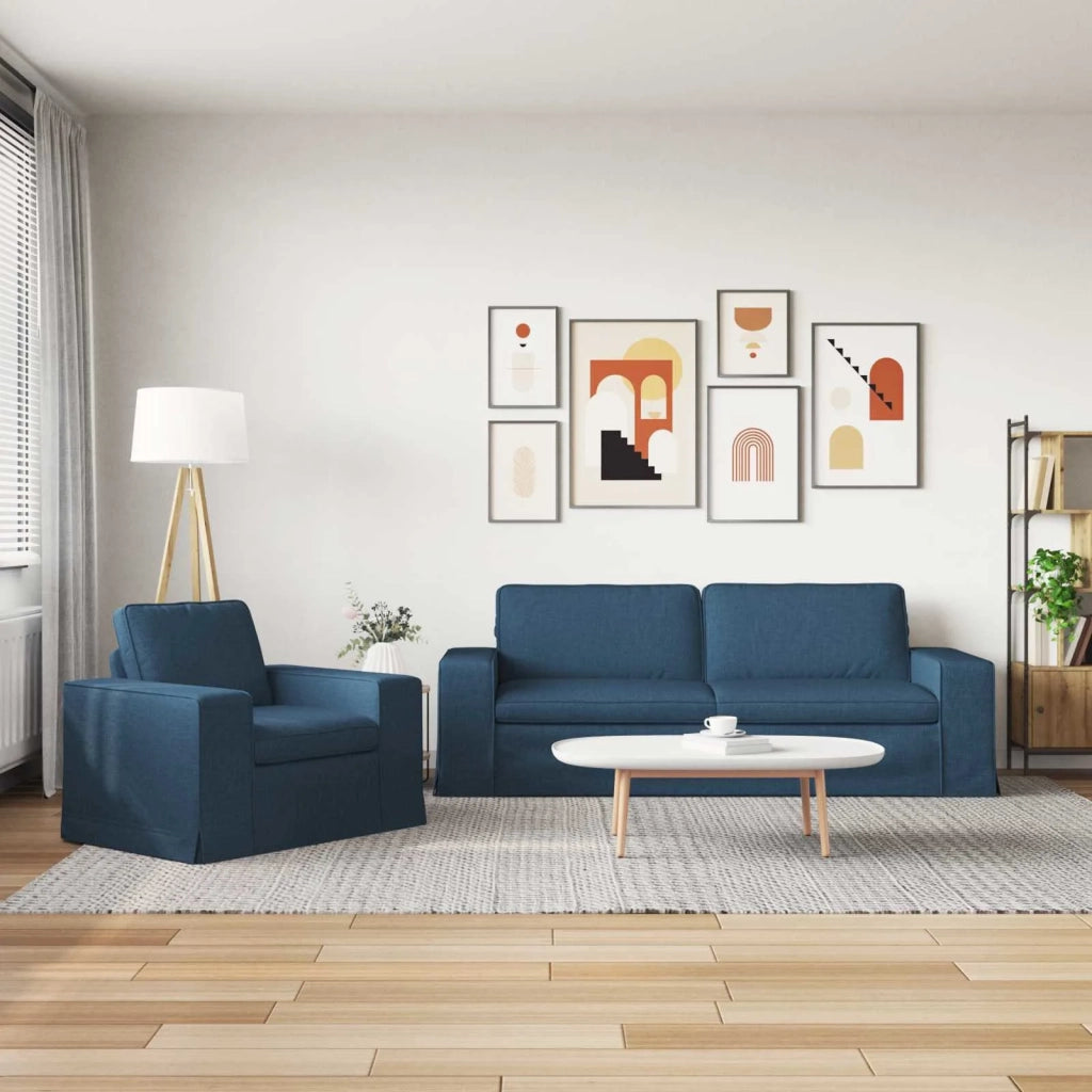 Set di divani 2 pcs Blu 222 x 80 x 82 cm Tessuto 3407594