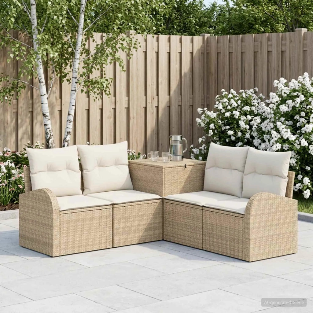 Set di divani 5 pz Beige e Bianco Crema 3447782