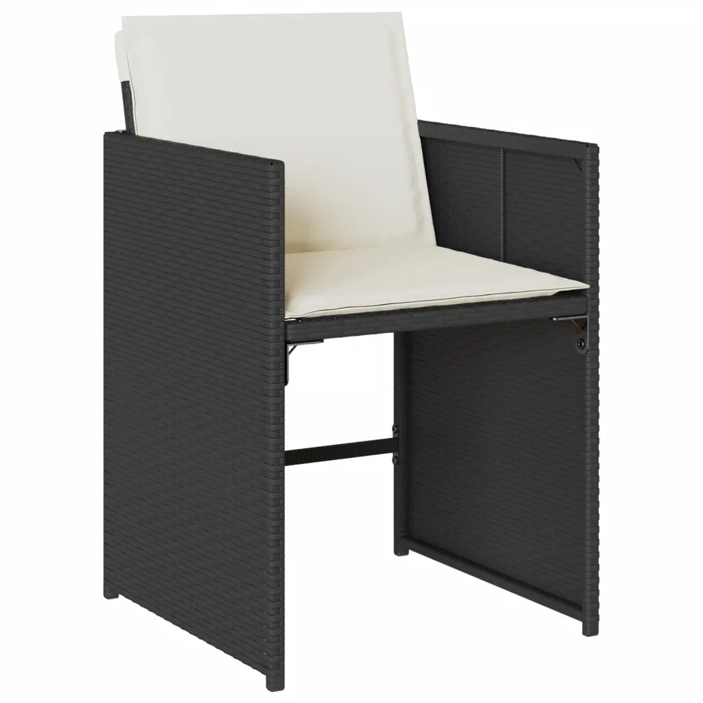 Set da Pranzo da Giardino 9 pz con Cuscini Nero in Polyrattan 3277865