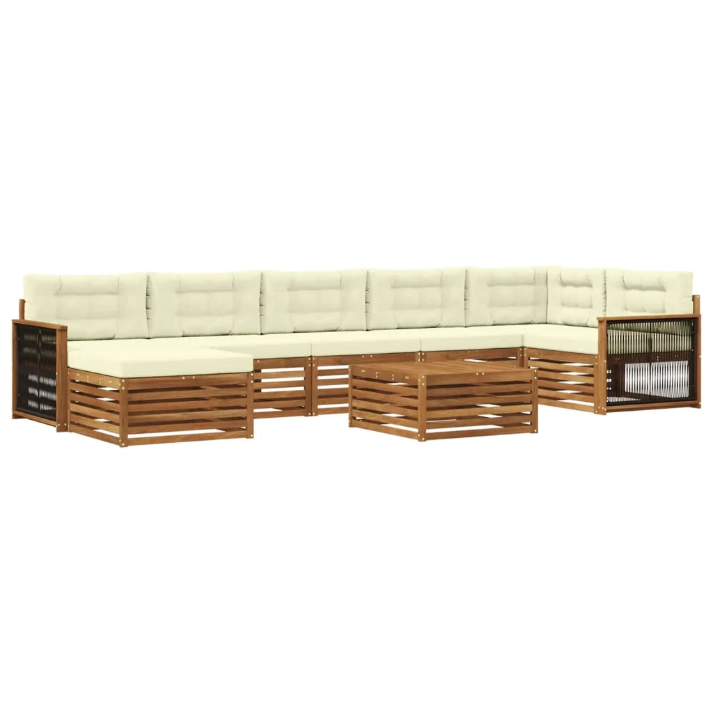 Set di divani da esterno con cuscino 8 pcs Naturale e Crema 3383653