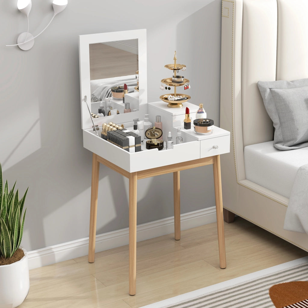 Scrivania da trucco con specchio ¨C Minimal ¨C 60x50x85,5 cm bianco