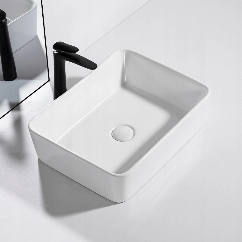 Lavabo da appoggio in ceramica, bianco, rettangolare, 49x38 cm