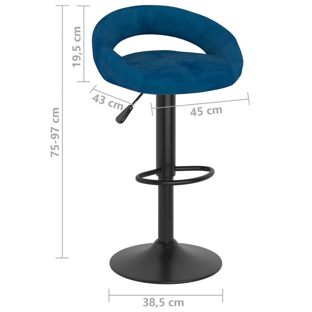 Sgabelli da Bar 2 pz Blu in Velluto 333273