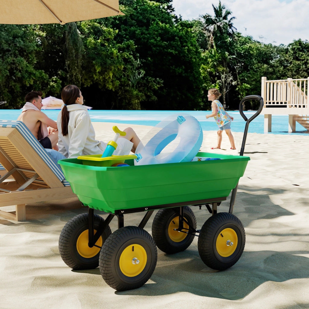 Carrello da Giardino 4 Ruote ¨C Minimal ¨C Giallo/Verde 75L 200kg