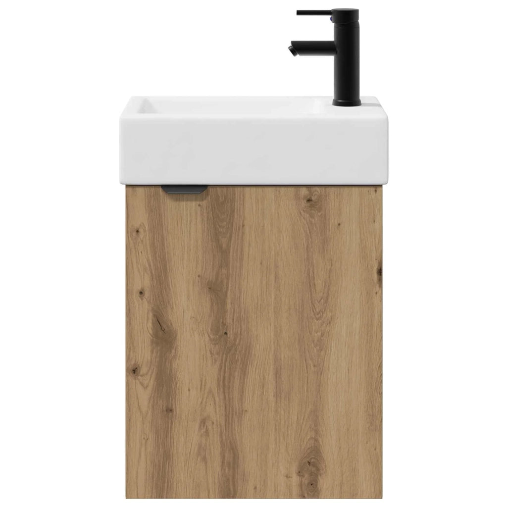 Mobile Bagno | Armadio da bagno con rubinetto Rovere Artigianale