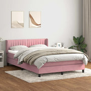Giroletto a Molle con Materasso Rosa 160x210 cm in Velluto 3318290