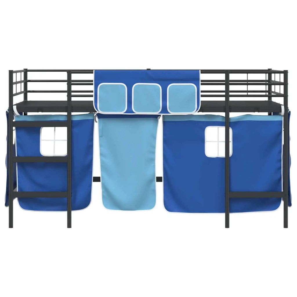 Struttura del Letto Loft per Bambini con Tendine Nero e Blu