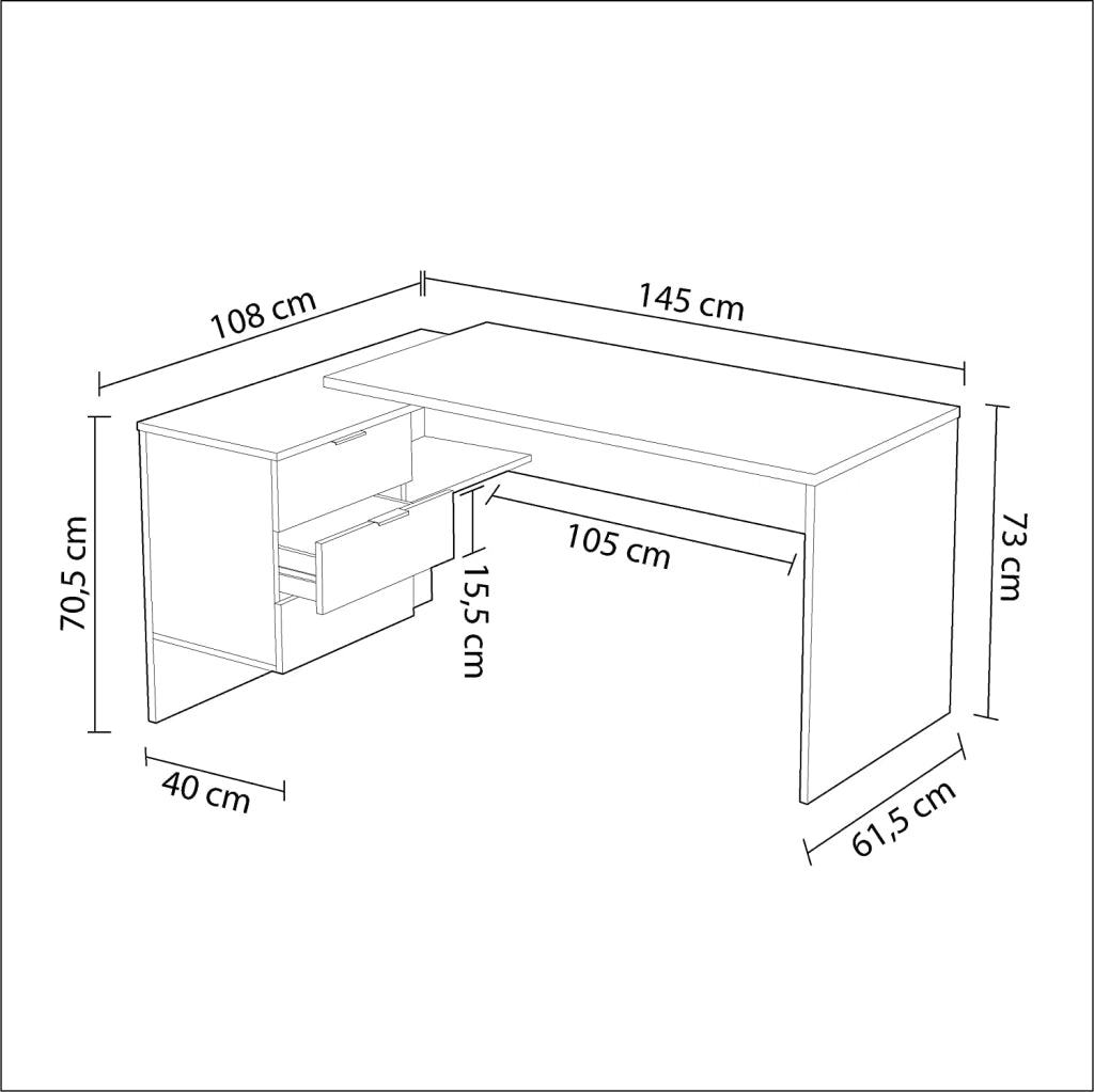 Scrivania ufficio con cassettiera bianco rovere