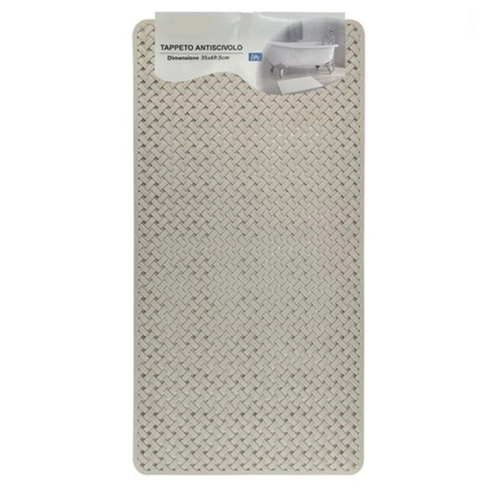 Trade Shop - Tappeto Antiscivolo Effetto Intrecciato Beige Per Vasca Da Bagno Doccia 35x69.5cm 10795 -