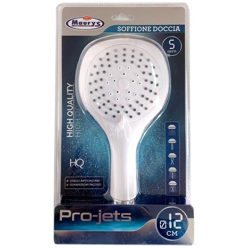 MAURY'S SOFFIONE PER DOCCIA MULTIFUNZIONE 5 FUNZIONI BIANCO