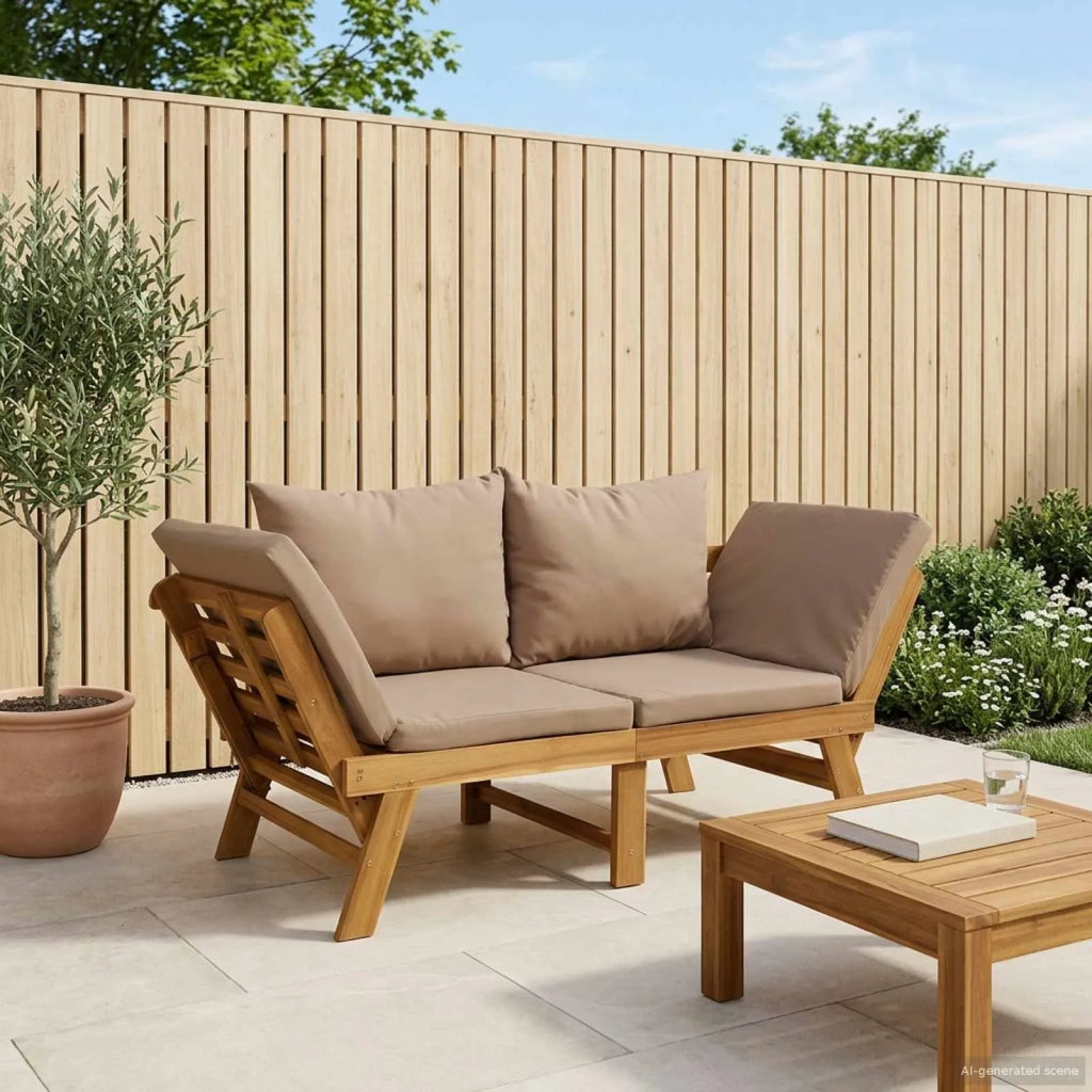 Panchina da giardino 3 in 1 con cuscini Naturale 42027062
