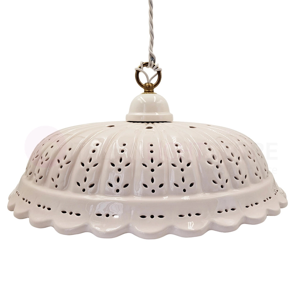 POMARANCE Lampadario in Ceramica Traforata Ø41 Rustico Country