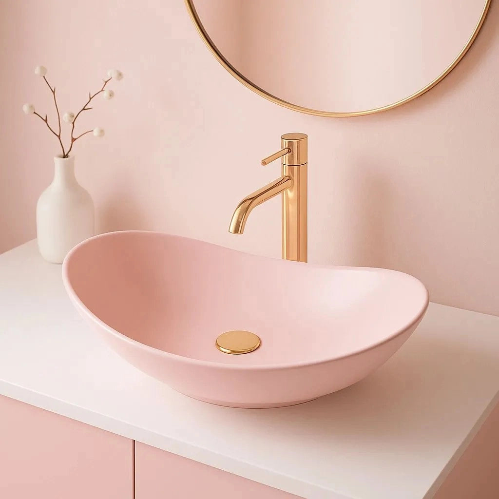 Lavabo Da Appoggio Rea Royal Powder Pink Matt