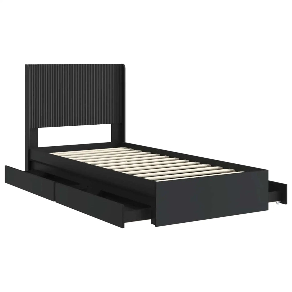 Struttura del letto con stoccaggio e testata Nero 90 x 190 cm 3414062
