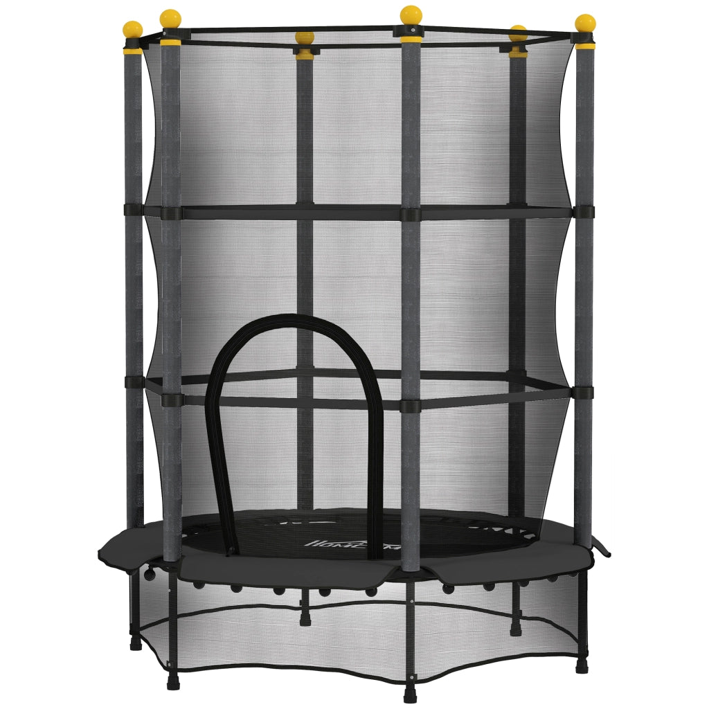 Tappeto elastico per bambini con rete di sicurezza ¨C zephmum ¨C nero, ?140x190 cm