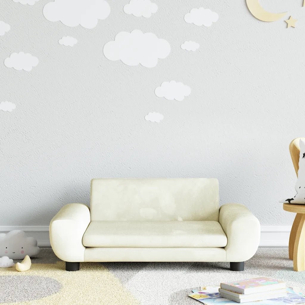 Divano per Bambini-Sofa-Divanetto Crema 70x45x33 cm in Velluto