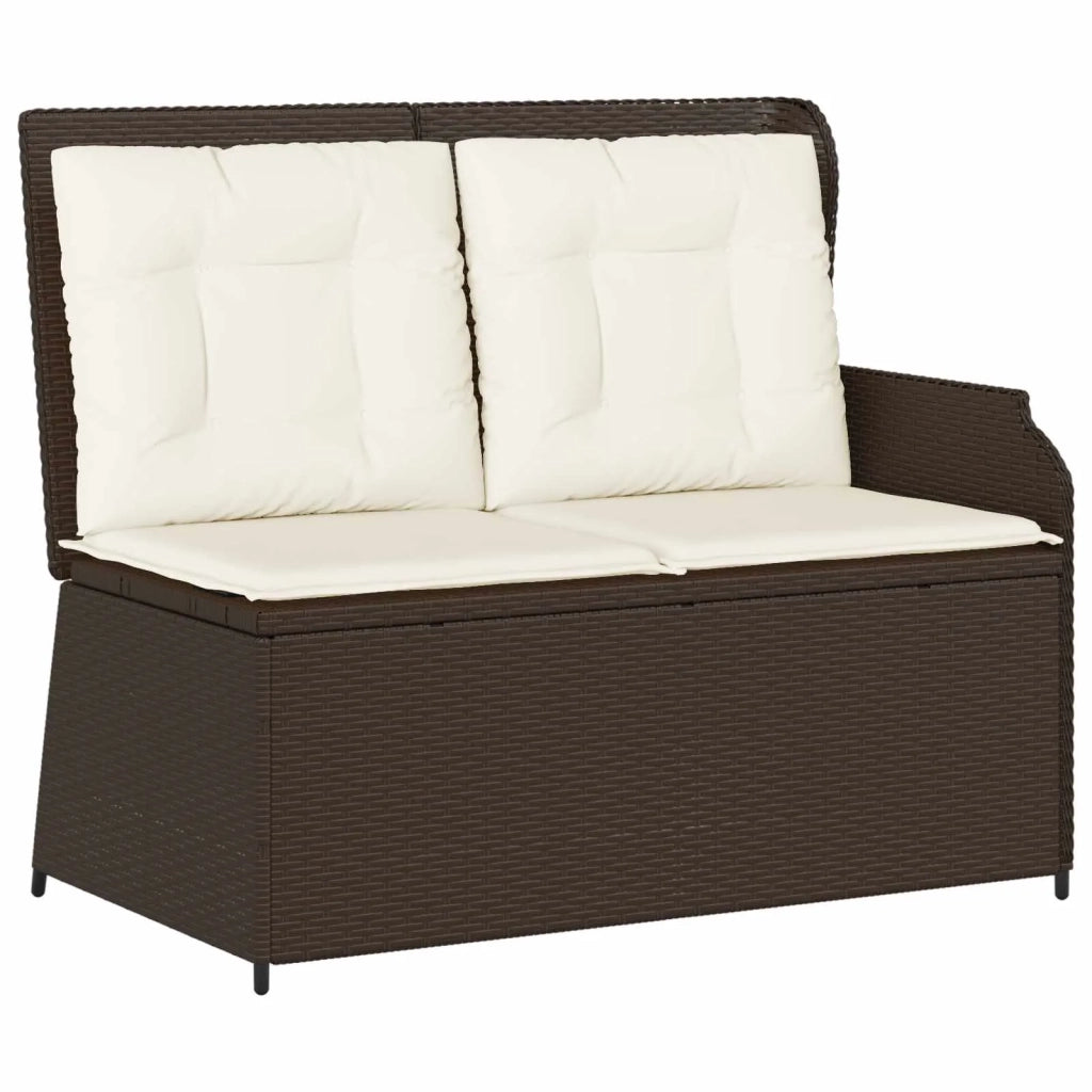 Panchina da giardino con cuscino Nero e Bianco Crema polyrattan 3394441
