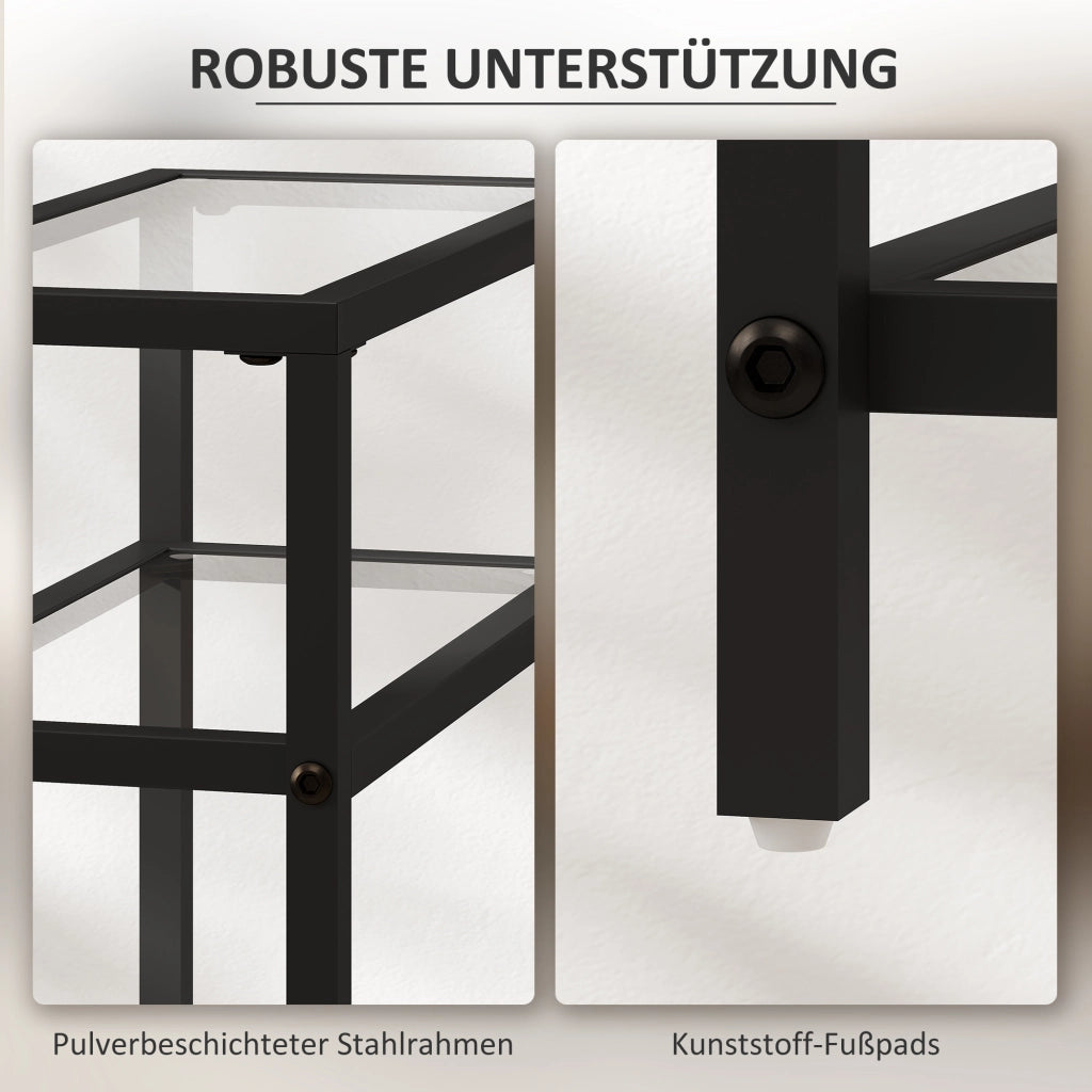 Libreria a scaffali con ripiani in vetro ¨C zephmum ¨C nero 18 cm