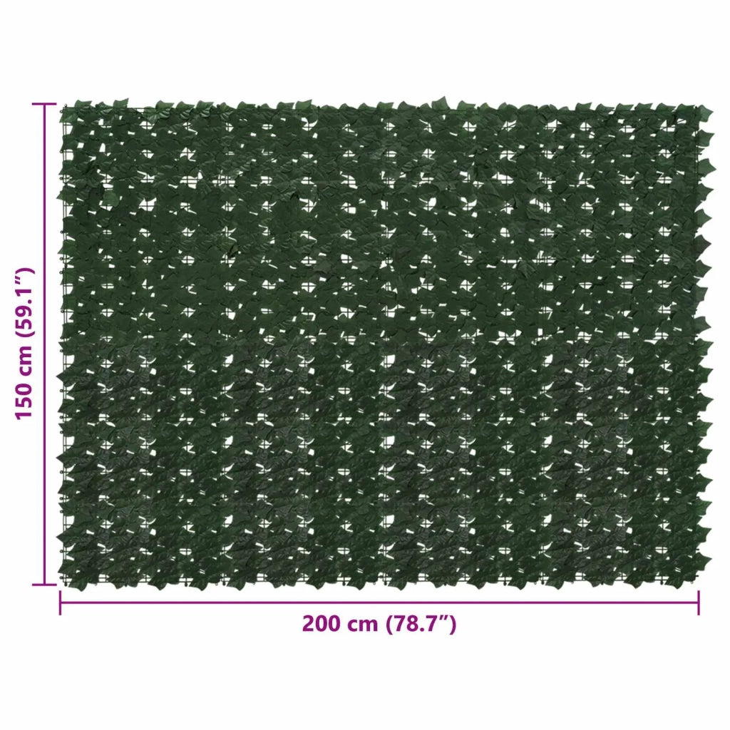Paravento da Balcone | Schermo per balcone con foglie Verde Scuro 200 x 150 cm