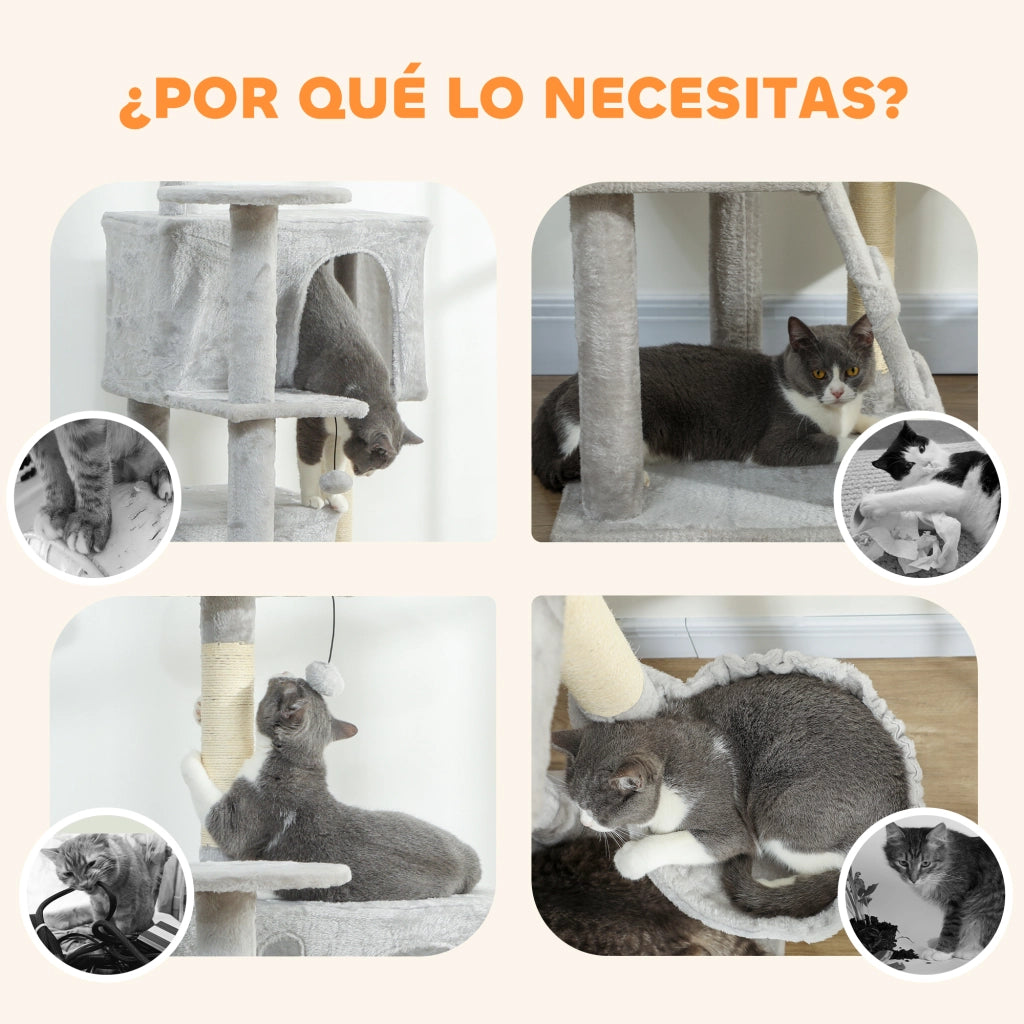 Tiragraffi per Gatti con Letto e Piattaforme ¨C zephmum ¨C Grigio Chiaro