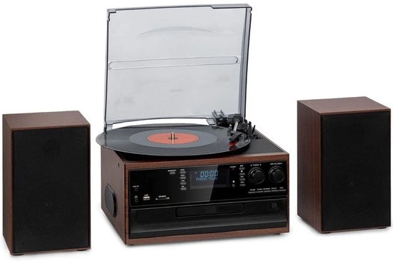 Lettoere CD Bluetooth con Altoparlanti - Vintage - Marrone