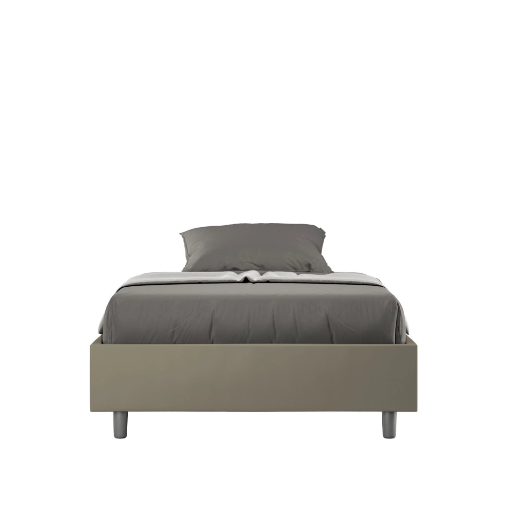 BS COM Letto una piazza e mezza senza rete imbottito 120x200 similpelle cappuccino