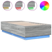 Letto singolo | Letto per adulti | Giroletto Luci LED Grigio Sonoma 75x190 cm in Legno Multistrato