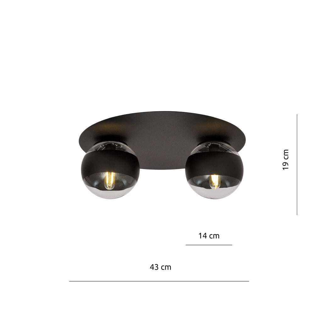 Plafoniera Emibig SOLAR 2 Nero/Trasparente 2xE14 43cm