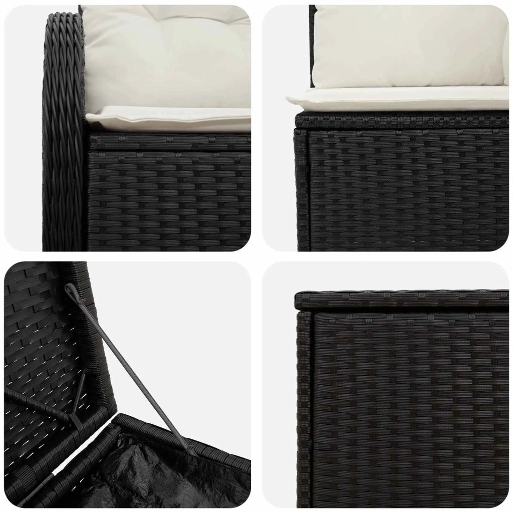 Set di divani 5 pz Nero e Bianco Crema 3447769