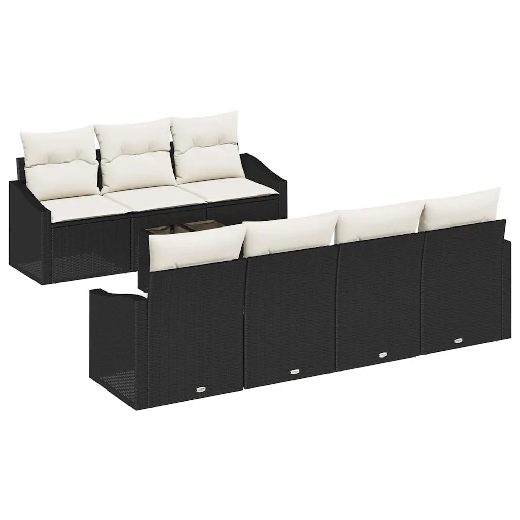 Set di divani con cuscino 8 pcs Nero e Crema polyrattan 3346627