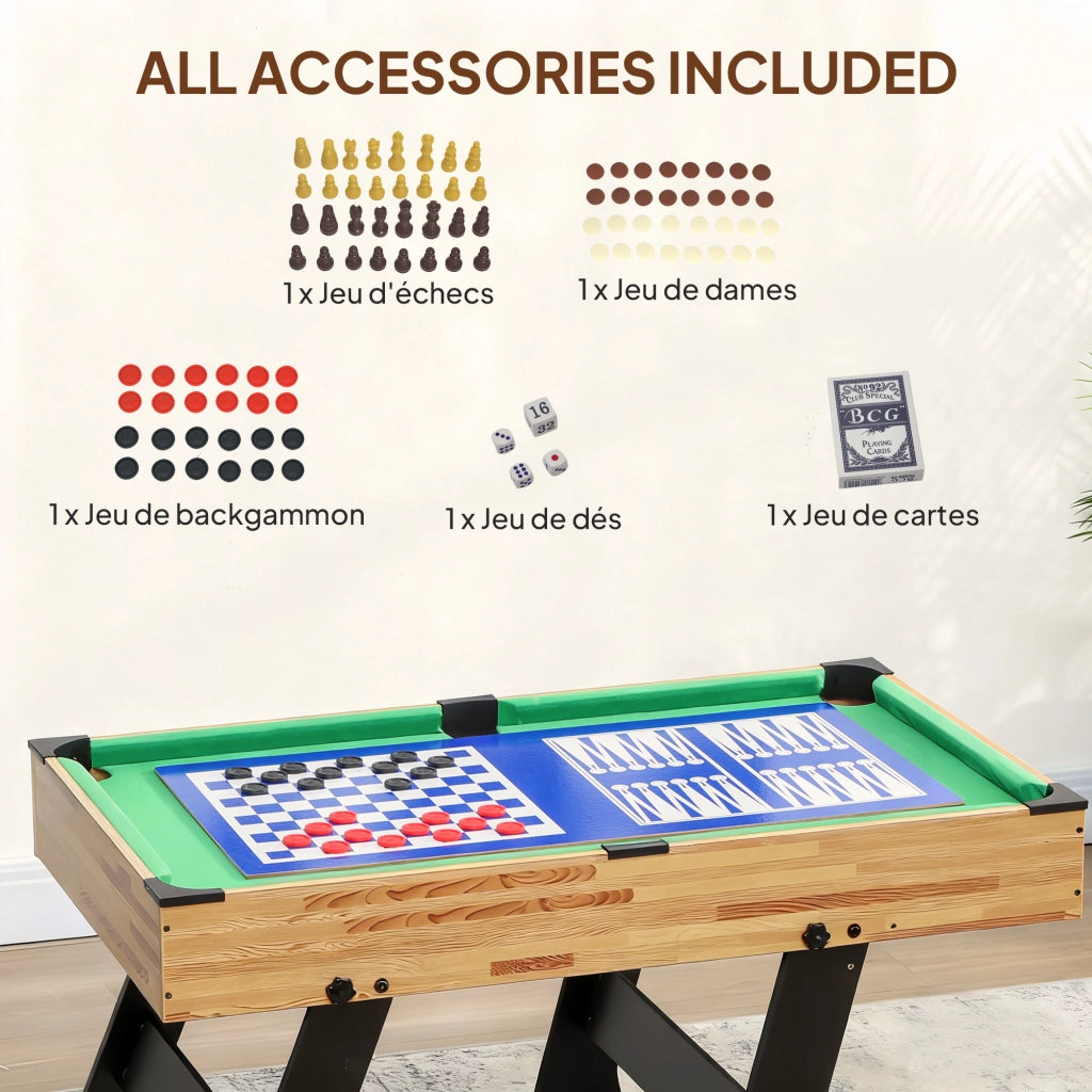 Tavolo da gioco multifunzione 13 in 1 pieghevole ¨C Xylo ¨C calcetto biliardo legno 120x106x82cm