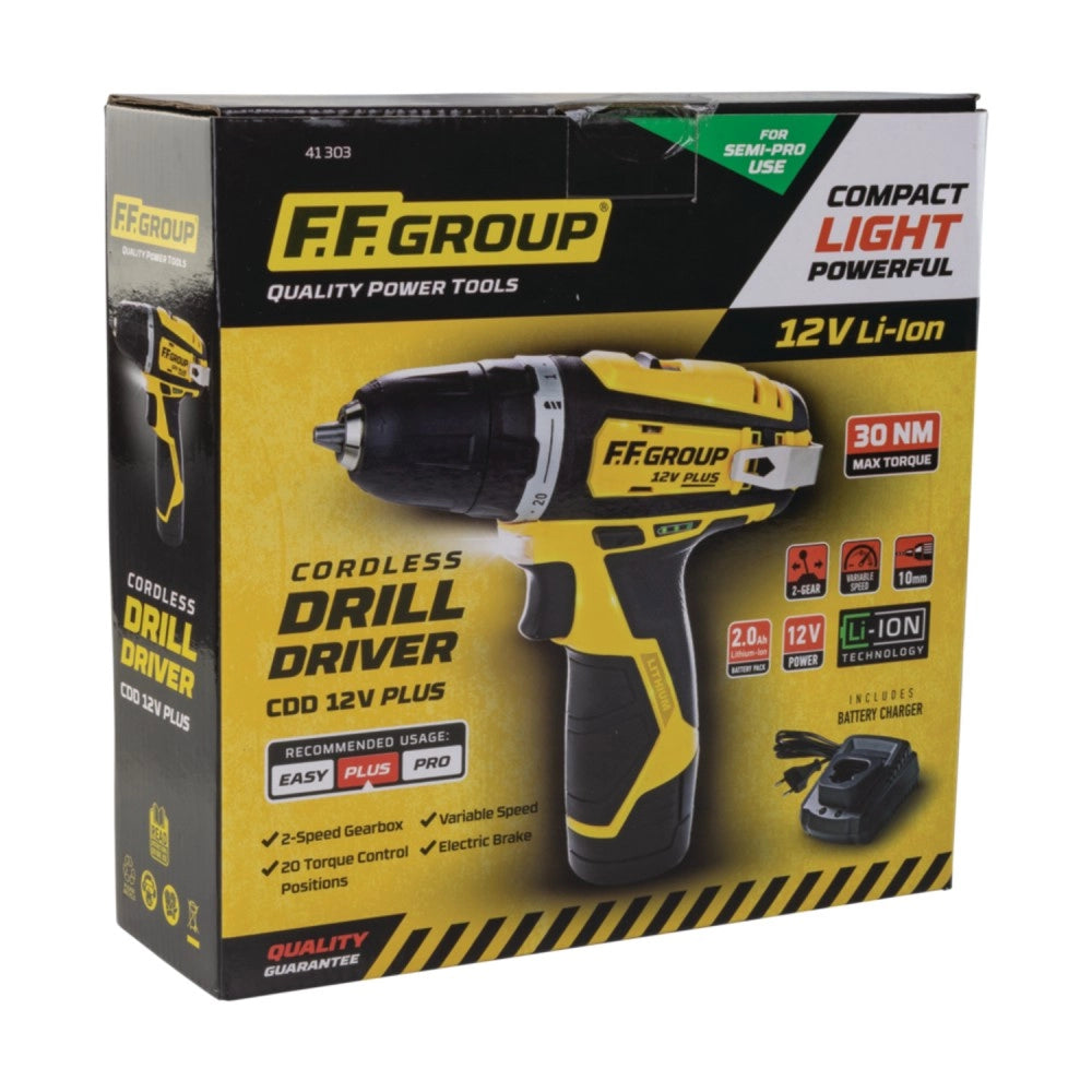 Ff group cdd 12v plus trapano avvitatore con 1 batteria uso semi professionale