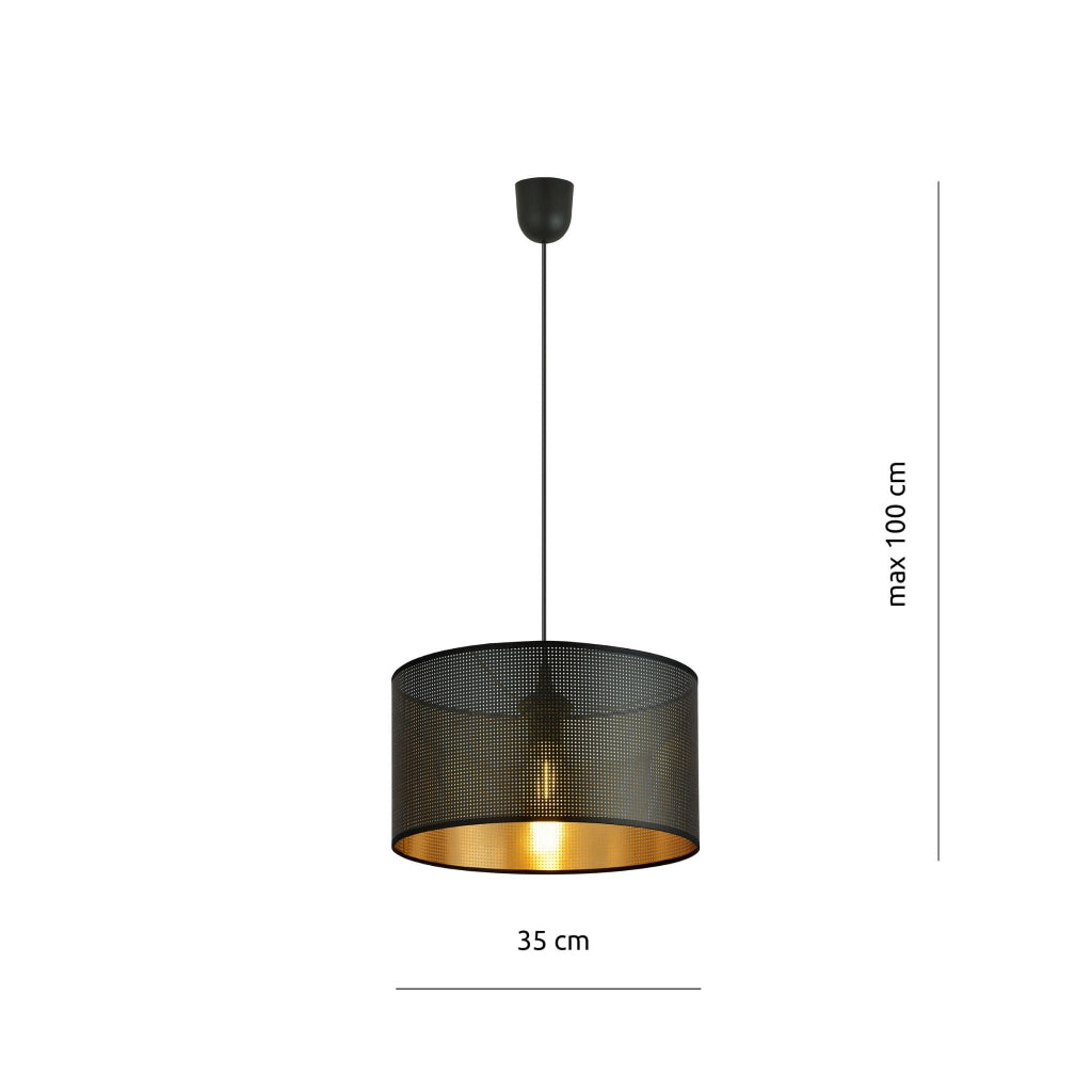 Lampada a sospensione Emibig Aston nero/oro E27 Ø35