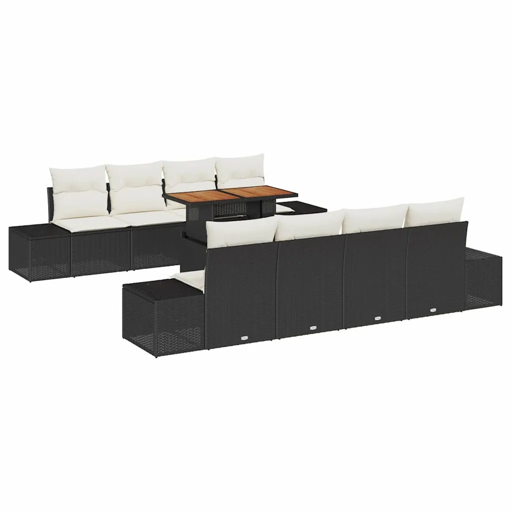 Set da Pranzo per Giardino con cuscino 9 pcs Nero e Crema 3349935