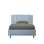 Letto una piazza e mezza con rete imbottito 120x190 microfibra azzurro Appia