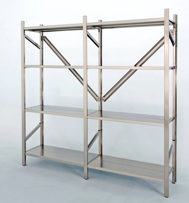 Scaffale in acciaio inox con ganci cm. 130x30x150h