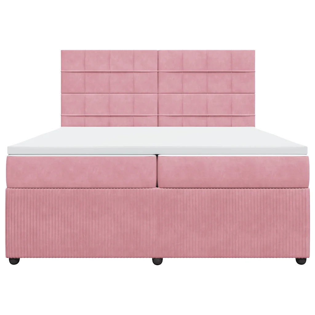 Giroletto a Molle con Materasso Rosa 200x200 cm in Velluto