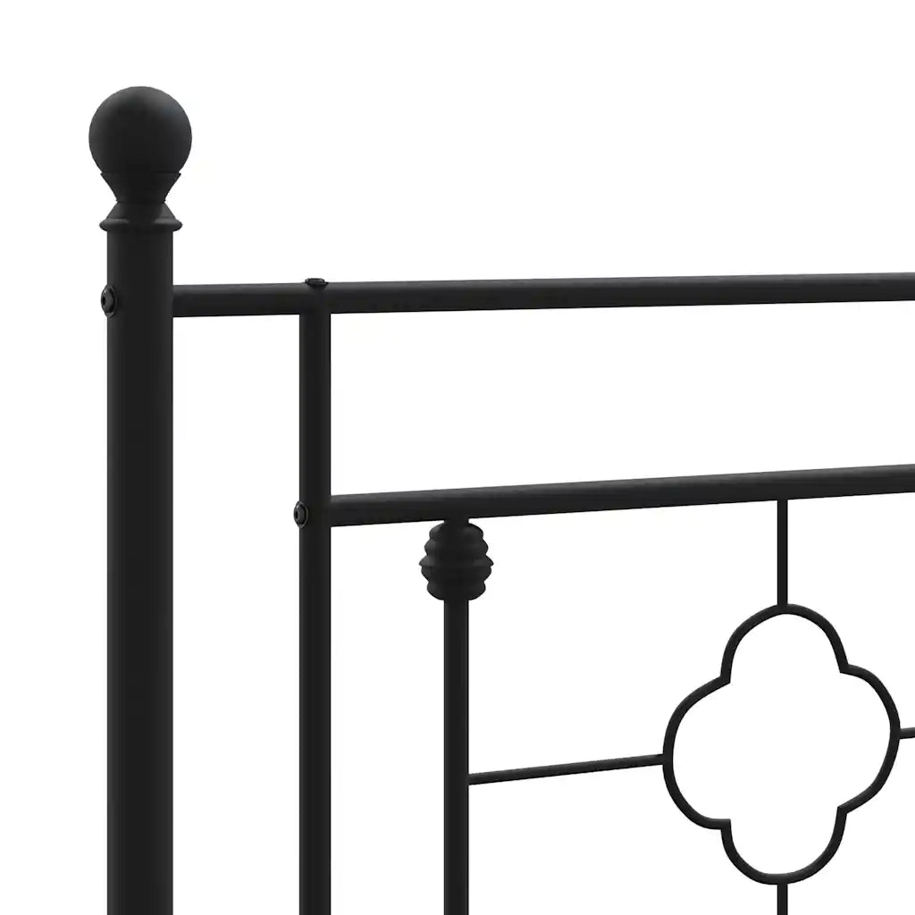 Giroletto con Testiera e Pediera Metallo Nero 193x203 cm 374363