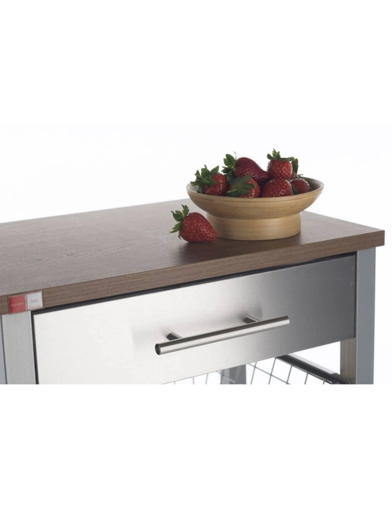 Carrello da cucina con ruote con piano color Ciliegio, ONDA ALUMINIUM