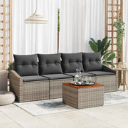 Set Divano da Giardino con cuscino 5 pcs Grigio polyrattan 3347762